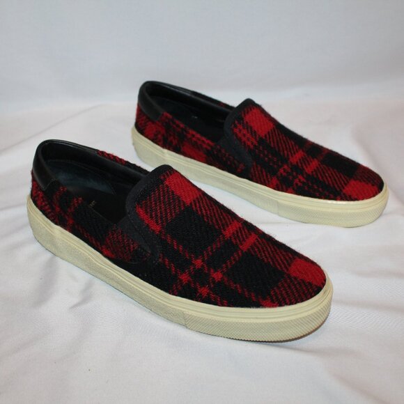 NIB SAINT LAURENT WOMEN'S BLACK RED PLAID SNEAKERS‎ SZ EU 39 US 8 $595 - Picture 4 of 8
